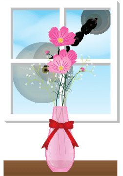 Iris Flower in a Bright Window Vase PNG