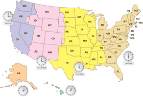 USA Map with Time Zones and States PNG