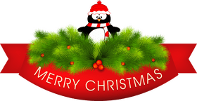 Cheerful Christmas Greetings with a Snowy Penguin PNG