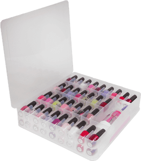 Vibrant Nail Polish Collection in Clear Organizer PNG