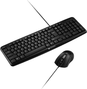 Ergonomic Black Keyboard and Mouse Combo PNG