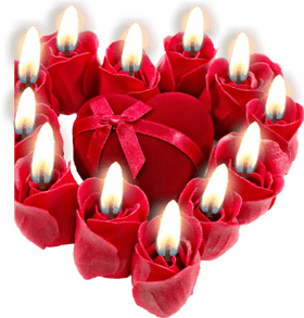 Romantic Candle Heart with Roses PNG