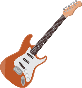 Classic Electric Guitar in Bold Orange Finish PNG