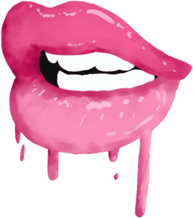 Vibrant Lip Art with Glossy Drips PNG