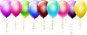 Colorful Celebration Balloons in a Row PNG
