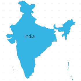 India Map Outline with Key Regions Highlighted PNG