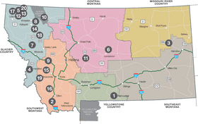 Detailed USA Map Showing Montana's Regions and Highways PNG