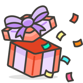 Joyful Gift Surprise with Colorful Confetti PNG