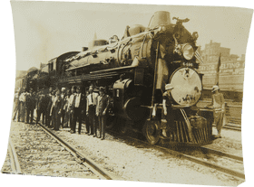 Historic Train Journey with Proud Enthusiasts PNG