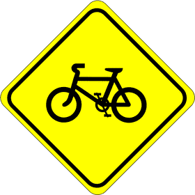 Caution Bicycle Crossing Ahead PNG