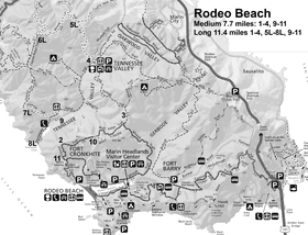 Scenic Hiking Trail Map of Marin Headlands PNG