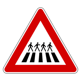 Warning Road Sign Pedestrian Crossing Ahead PNG