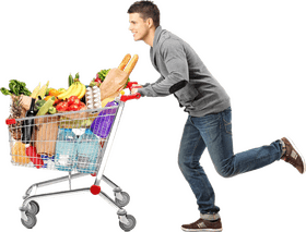 Joyful Grocery Shopping Adventure PNG