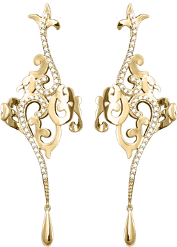 Elegant Gold Earrings with Sparkling Detail PNG