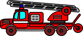Firefighter Delivery Truck with Ladder and Hose PNG