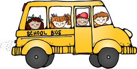 Happy Students Riding the School Bus PNG