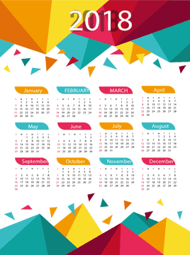 Colorful Geometric Calendar Design for 2018 PNG