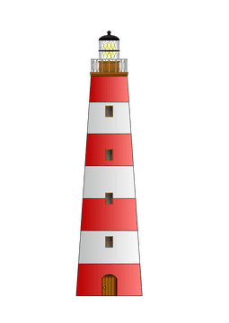 Radiant Red and White Lighthouse PNG