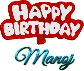 Birthday Celebration Name Badge for Manoj PNG