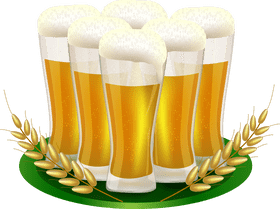 Refreshing Beer Glasses with Golden Hues PNG