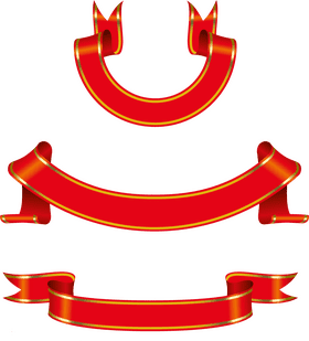 Vibrant Red Decorative Banner Collection PNG