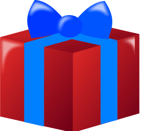 Radiant Red Gift with Blue Bow PNG