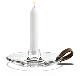 Elegant Clear Glass Candle Holder with Leather Handle PNG