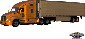 Vibrant Orange Delivery Truck in Motion PNG