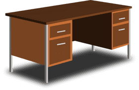 Modern Classic Office Desk with Storage Drawers PNG