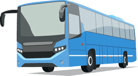 Blue School Bus Adventure Ride PNG