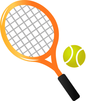 Vibrant Tennis Racket with a Bright Yellow Ball PNG