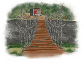 Rugged Crossing The Suspension Bridge Adventure PNG