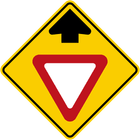 Yield Sign with Arrow Indicator PNG