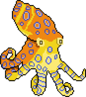 Colorful Octopus Tentacles in Retro Pixel Art PNG