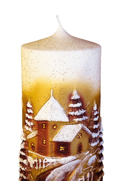 Warm Glow Candle Winter Cottage Charm PNG