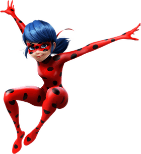 Ladybug Heroine in a Daring Leap PNG
