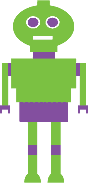 Green and Purple Friendly Robot PNG