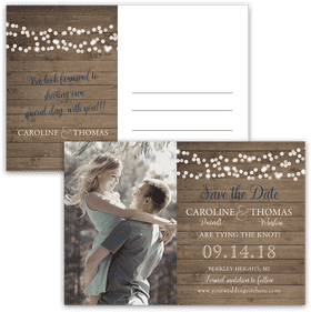 Rustic Wedding Postcard Save the Date PNG