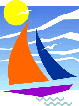 Vibrant Sailing Boat under a Bright Sun PNG