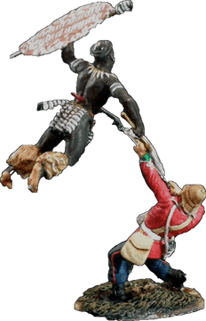 Dynamic Battle Scene Figurine of Warrior and Soldier PNG