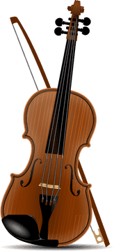 Elegant Violin with Bow and Stand PNG