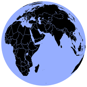 Black and Blue Globe of Continents PNG