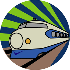 Dynamic Express Train on Vibrant Tracks PNG