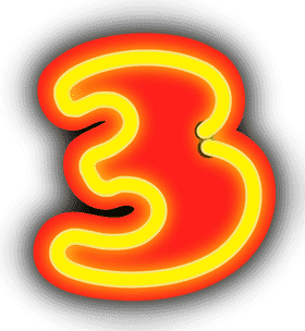 Vibrant Neon Sign Bold Number Three PNG