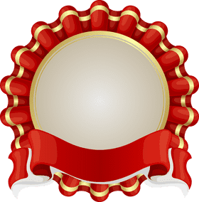 Elegant Red Ribbon Award Badge PNG