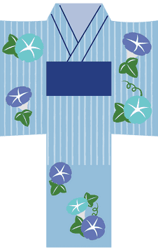 Elegant Floral Blue Kimono Design PNG