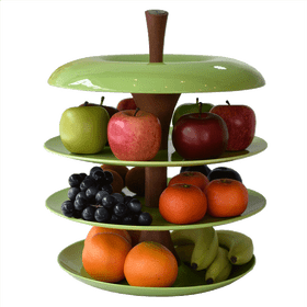 Colorful Fruit Display Tower PNG