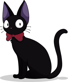 Charming Black Cat with Purple Ears and Bowtie PNG