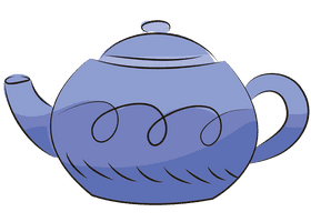 Elegant Blue Ceramic Cookware Teapot PNG