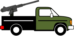 Military Delivery Truck with Mounted Weaponry PNG